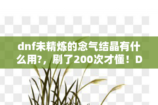 dnf未精炼的念气结晶有什么用图片