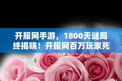 开服网百万玩家死亡时间线曝光图片