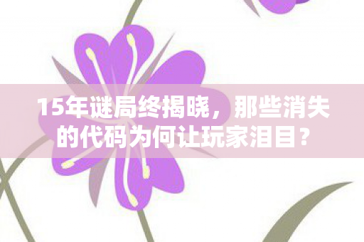 那些消失的代码为何让玩家泪目图片