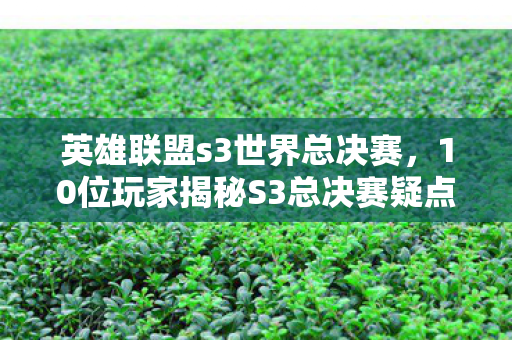 10位玩家揭秘S3总决赛疑点图片