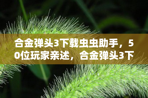 合金弹头3下载虫虫助手，50位玩家亲述，合金弹头3下载疑云，这操作真让人绷不住！