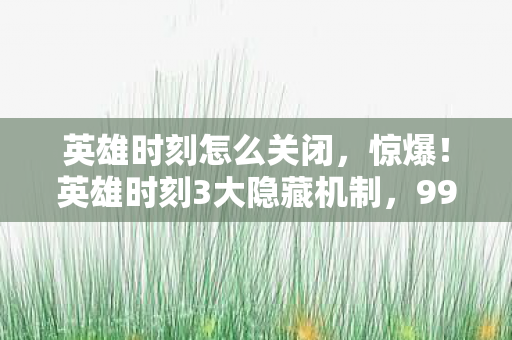 英雄时刻3大隐藏机制图片