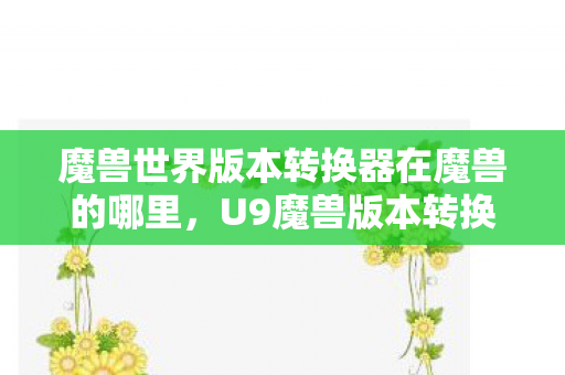魔兽世界版本转换器在魔兽的哪里图片