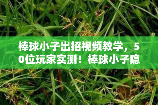 棒球小子出招视频教学图片