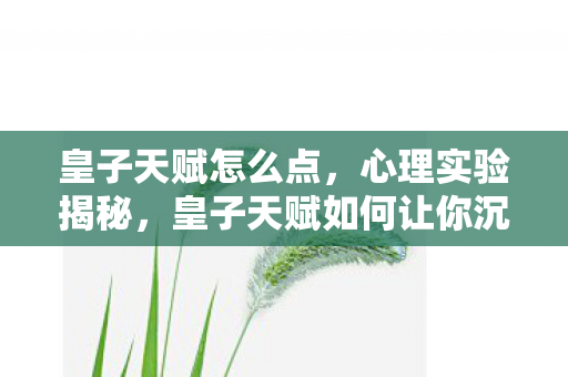 皇子天赋如何让你沉迷游戏图片