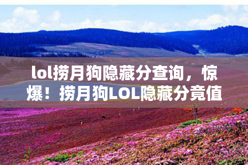 捞月狗LOL隐藏分竟值50万图片