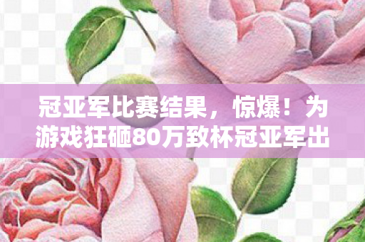 为游戏狂砸80万致杯冠亚军出局图片