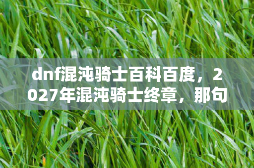 dnf混沌骑士百科百度图片