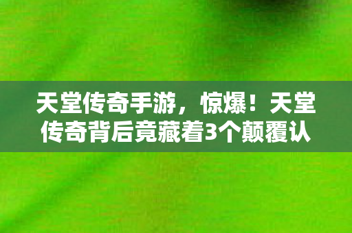 天堂传奇背后竟藏着3个颠覆认知的神秘设计图片