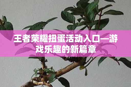 王者荣耀扭蛋活动入口—游戏乐趣的新篇章 王者荣耀扭蛋活动入口—游戏乐趣的新篇章