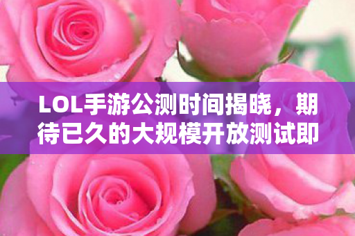 LOL手游公测时间揭晓,期待已久的大规模开放测试即将来临! LOL手游公测时间揭晓,期待已久的大规模开放测试即将来临!
