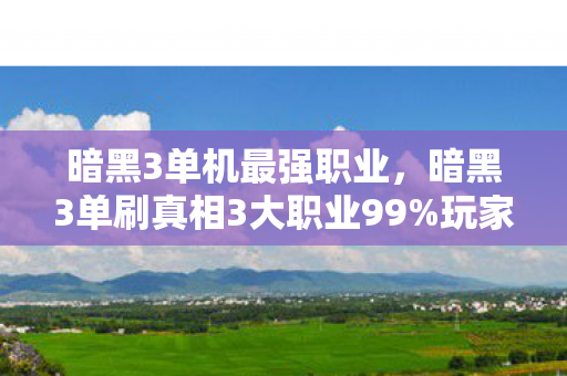 暗黑3单刷真相3大职业99图片