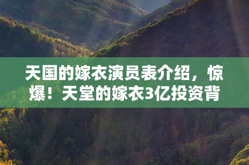 天堂的嫁衣3亿投资背后隐情图片