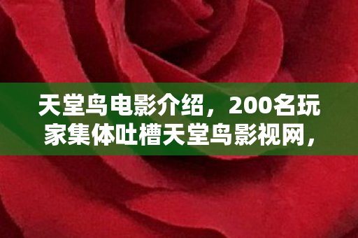 200名玩家集体吐槽天堂鸟影视网图片