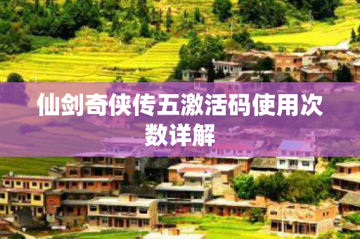 仙剑奇侠传五激活码使用次数详解 仙剑奇侠传五激活码使用次数详解