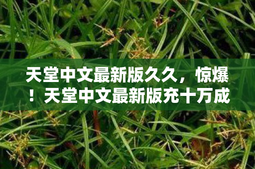 天堂中文最新版充十万成韭菜图片