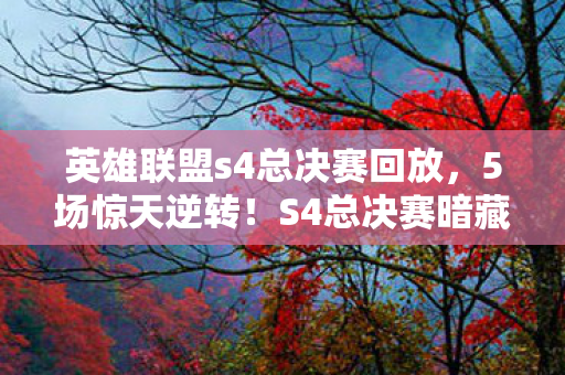 S4总决赛暗藏多少未解之谜图片