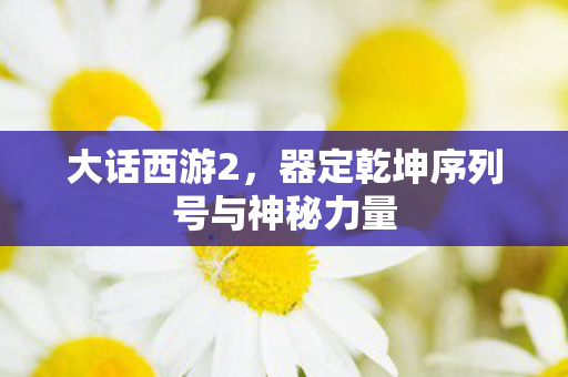 大话西游2，器定乾坤序列号与神秘力量