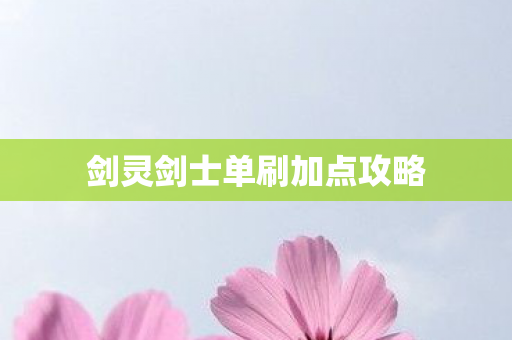 剑灵剑士单刷加点攻略 剑灵剑士单刷加点攻略