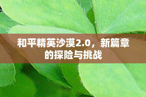和平精英沙漠2.0,新篇章的探险与挑战 和平精英沙漠2.0,新篇章的探险与挑战