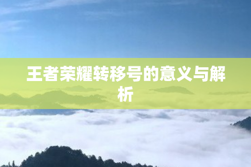 王者荣耀转移号的意义与解析 王者荣耀转移号的意义与解析