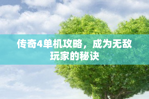传奇4单机攻略,成为无敌玩家的秘诀 传奇4单机攻略,成为无敌玩家的秘诀
