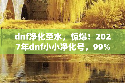 dnf净化圣水,惊爆!2027年dnf小小净化号,99%玩家不知的隐藏秘密! dnf净化圣水,惊爆!2027年dnf小小净化号,99%玩家不知的隐藏秘密!
