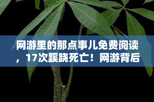 网游里的那点事儿免费阅读,17次蹊跷死亡!网游背后真相揭晓,玩家后背发凉直呼不敢信 网游里的那点事儿免费阅读,17次蹊跷死亡!网游背后真相揭晓,玩家后背发凉直呼不敢信
