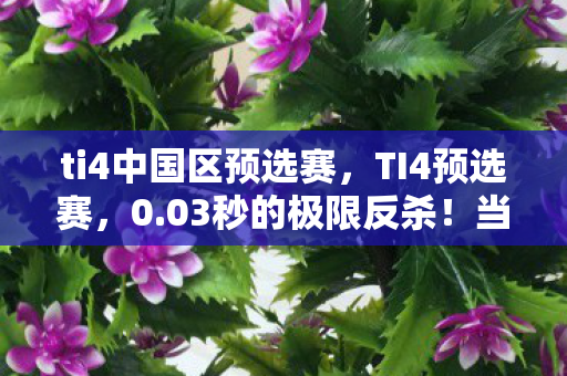 ti4中国区预选赛，TI4预选赛，0.03秒的极限反杀！当30万奖金与15年青春同时坠入深渊……