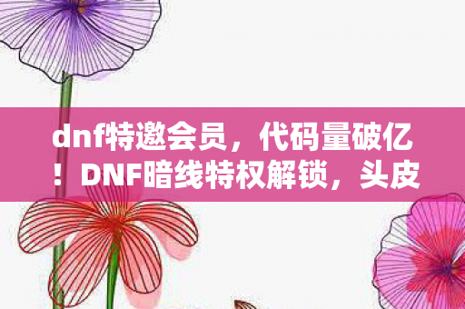 dnf特邀会员，代码量破亿！DNF暗线特权解锁，头皮发麻的数字生存法则