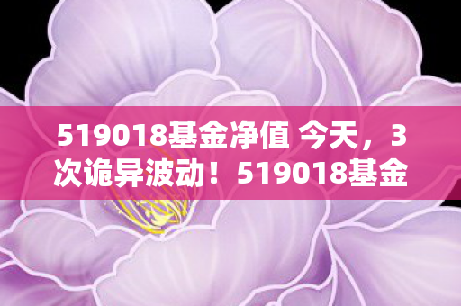 519018基金净值 今天,3次诡异波动!519018基金蹊跷背后,真相让人后背发凉 519018基金净值 今天,3次诡异波动!519018基金蹊跷背后,真相让人后背发凉