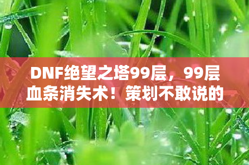 DNF绝望之塔99层,99层血条消失术!策划不敢说的数值黑洞,你的暴击率被偷了? DNF绝望之塔99层,99层血条消失术!策划不敢说的数值黑洞,你的暴击率被偷了?