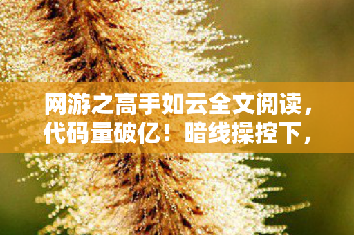 网游之高手如云全文阅读,代码量破亿!暗线操控下,你的每个操作都让我头皮发麻 网游之高手如云全文阅读,代码量破亿!暗线操控下,你的每个操作都让我头皮发麻