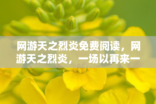 网游天之烈炎免费阅读,网游天之烈炎,一场以再来一局为饵的心理实验,细思极恐的沉迷陷阱 网游天之烈炎免费阅读,网游天之烈炎,一场以再来一局为饵的心理实验,细思极恐的沉迷陷阱