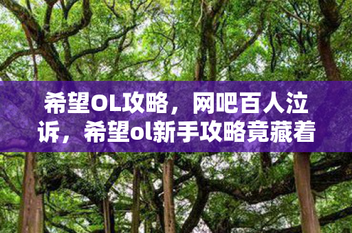 希望OL攻略,网吧百人泣诉,希望ol新手攻略竟藏着这些绷不住的真相? 希望OL攻略,网吧百人泣诉,希望ol新手攻略竟藏着这些绷不住的真相?