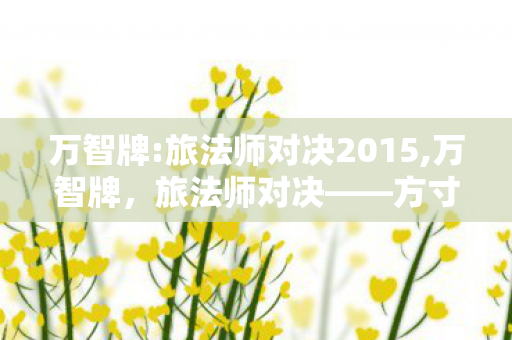 万智牌:旅法师对决2015,万智牌，旅法师对决——方寸卡牌间的魔法博弈