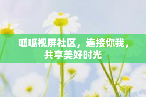 呱呱视屏社区，连接你我，共享美好时光