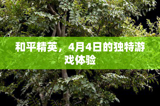 和平精英,4月4日的独特游戏体验 和平精英,4月4日的独特游戏体验