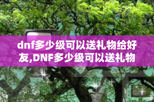 dnf多少级可以送礼物给好友,DNF多少级可以送礼物？游戏内赠送规则全解析