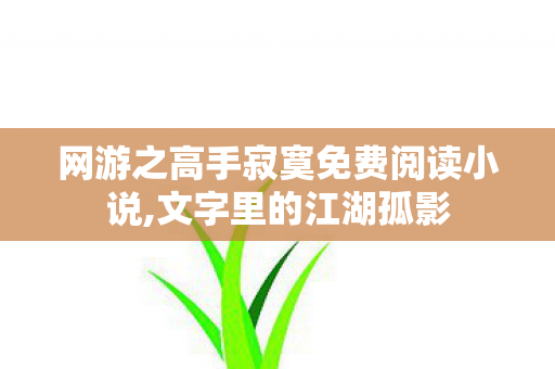 网游之高手寂寞免费阅读小说,文字里的江湖孤影 网游之高手寂寞免费阅读小说,文字里的江湖孤影