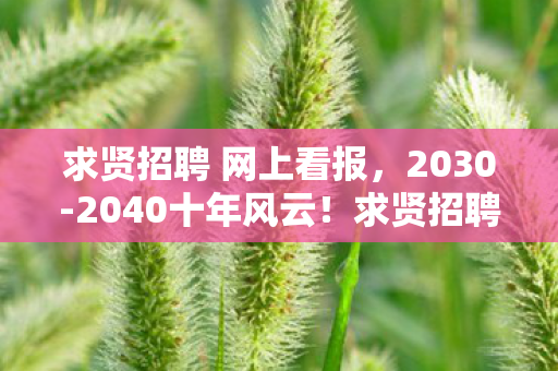 求贤招聘 网上看报,2030-2040十年风云!求贤招聘背后,藏着怎样的惊天秘密? 求贤招聘 网上看报,2030-2040十年风云!求贤招聘背后,藏着怎样的惊天秘密?