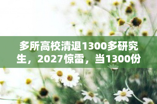 多所高校清退1300多研究生,2027惊雷,当1300份论文被清退,我翻开游戏里未读的那句别走 多所高校清退1300多研究生,2027惊雷,当1300份论文被清退,我翻开游戏里未读的那句别走