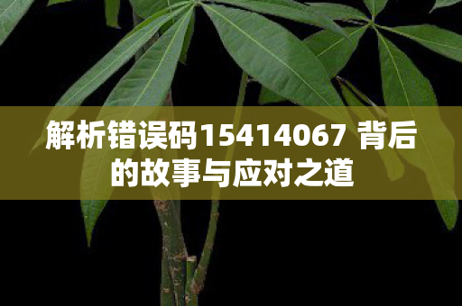 解析错误码15414067 背后的故事与应对之道