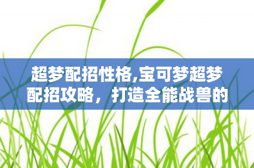 超梦配招性格,宝可梦超梦配招攻略,打造全能战兽的核心思路 超梦配招性格,宝可梦超梦配招攻略,打造全能战兽的核心思路