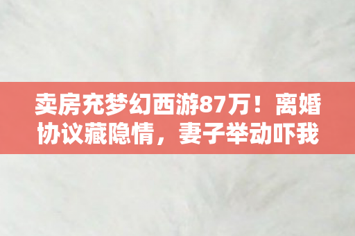 卖房充梦幻西游87万!离婚协议藏隐情,妻子举动吓我一跳! 卖房充梦幻西游87万!离婚协议藏隐情,妻子举动吓我一跳!