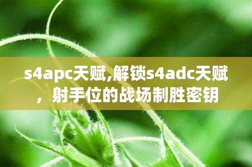 s4apc天赋,解锁s4adc天赋,射手位的战场制胜密钥 s4apc天赋,解锁s4adc天赋,射手位的战场制胜密钥