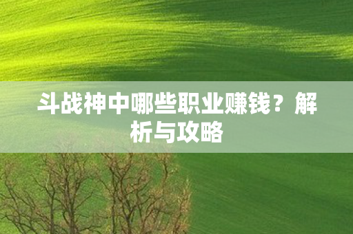 斗战神中哪些职业赚钱?解析与攻略 斗战神中哪些职业赚钱?解析与攻略