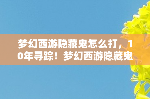 梦幻西游隐藏鬼怎么打，10年寻踪！梦幻西游隐藏鬼背后，竟藏着百万玩家的心酸泪