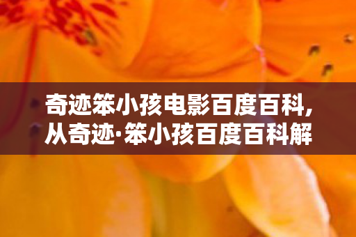 奇迹笨小孩电影百度百科,从奇迹·笨小孩百度百科解读平凡人的奋斗史诗 奇迹笨小孩电影百度百科,从奇迹·笨小孩百度百科解读平凡人的奋斗史诗