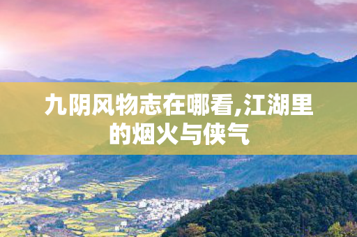 九阴风物志在哪看,江湖里的烟火与侠气